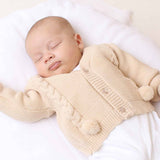 Spanish Knitwear Beige Cable Knitted Cardigan