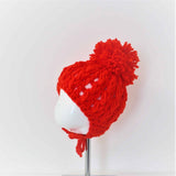 Perfect Little Thing Aran Wool Knitted Pom Hat - Red