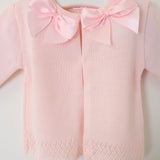 Baby Girls Pink Cardigan Two Satin Bows