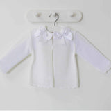 Baby Girls White Cardigan Two Satin Bows