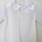 Baby Girls White Cardigan Two Satin Bows