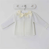 Baby Girls Ivory Cardigan Two Satin Bows