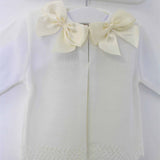 Baby Girls Ivory Cardigan Two Satin Bows