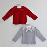 Baby Girls Grey Cardigan Two Satin Bows