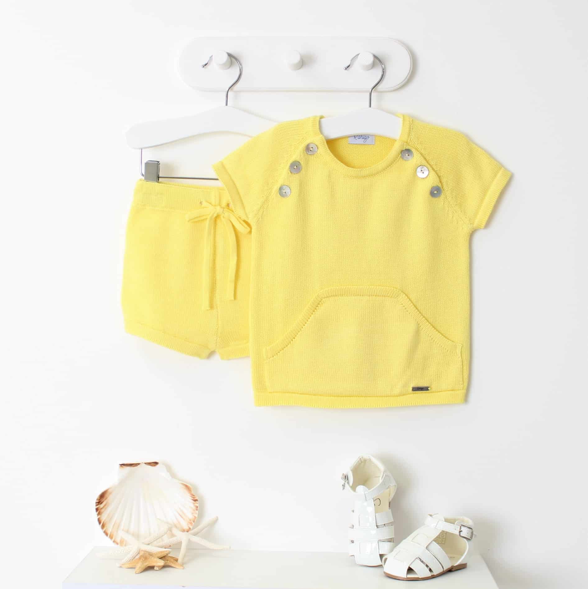 Rahigo Boys Knitted Lemon Shorts & Top With Buttons