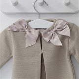 Baby Girls Beige Cardigan Two Satin Bows