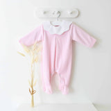 Baby Girls Cloud Collar Velour Romper - Pink