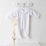 Baby Unisex Cloud Collar Cotton Romper - White