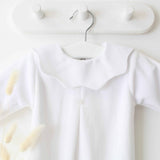 Baby Unisex Cloud Collar Velour Romper - White