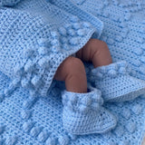 Perfect Little Thing - PRE ORDER Handmade Aran Puff Hoodie Crochet - Blue