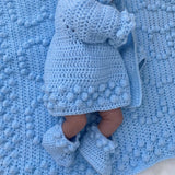 Perfect Little Thing - PRE ORDER Handmade Aran Puff Hoodie Crochet - Blue