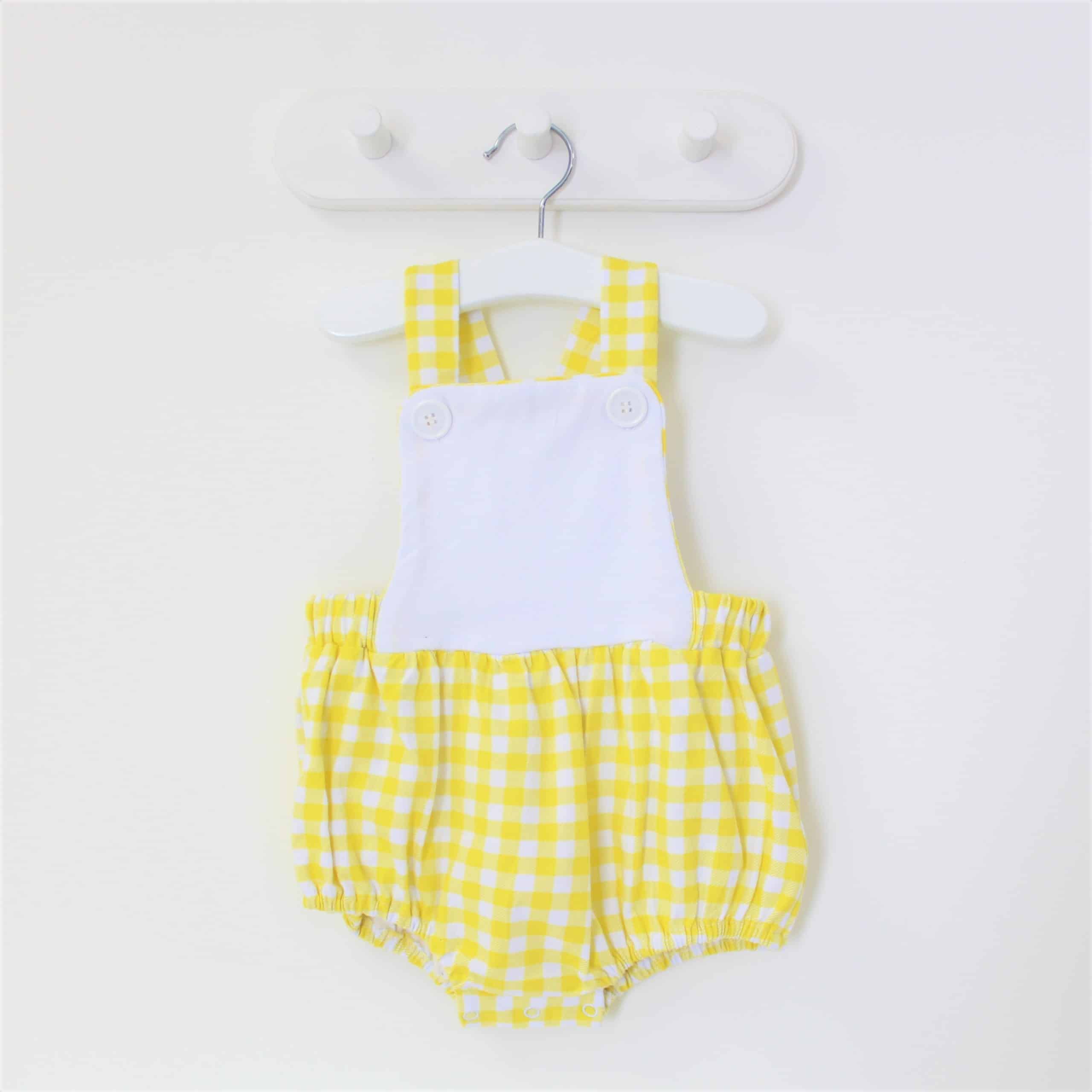 Boys Lemon Gingham Romper