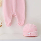 Perfect Little Thing Girls Angel Wing Velour Sleepsuit With Hat - Pink