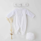 Perfect Little Thing Unisex Angel Wing Velour Sleepsuit With Hat