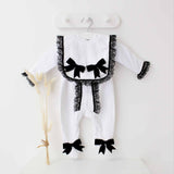 Perfect Little Thing Baby Girls Handmade Frill Sleepsuit With Bib - Black