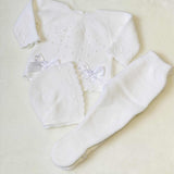 Spanish Knitwear 3 Piece With Bows - White