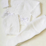 Spanish Knitwear 3 Piece With Bows - White