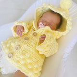 Perfect Little Thing - PRE ORDER Handmade Aran Puff Hoodie Crochet - Lemon