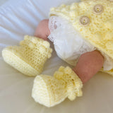 Perfect Little Thing - PRE ORDER Handmade Aran Puff Hoodie Crochet - Lemon