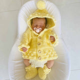 Perfect Little Thing - PRE ORDER Handmade Aran Puff Hoodie Crochet - Lemon