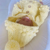 Perfect Little Thing - PRE ORDER Handmade Aran Puff Hoodie Crochet - Lemon