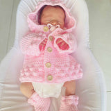 Perfect Little Thing - PRE ORDER Handmade Aran Puff Hoodie Crochet - Pink