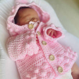 Perfect Little Thing - PRE ORDER Handmade Aran Puff Hoodie Crochet - Pink