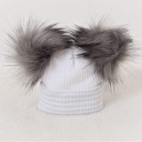 Perfect Little Thing 2 Pom Hat - Grey & White