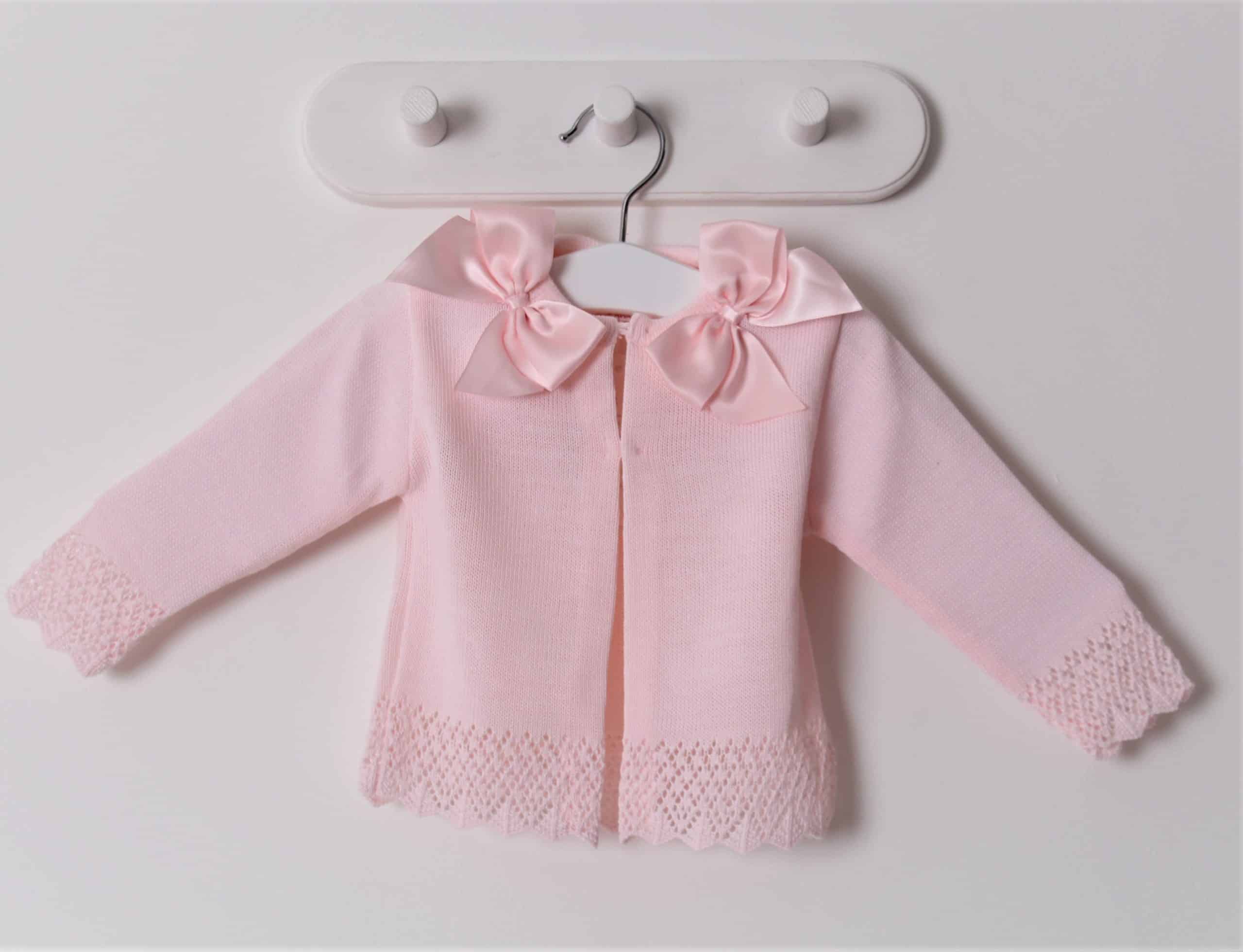 Baby Girls Pink Cardigan Two Satin Bows