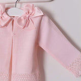 Baby Girls Pink Cardigan Two Satin Bows