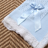 Baby's Lace Blue Shawl With White Trim