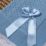 Baby's Lace Dusky Blue Shawl With White Trim