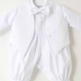 CHRISTENING Boys Vivaki Outfit With Coat And Dicky Bow - White