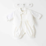 CHRISTENING Boys Vivaki Outfit With Coat And Dicky Bow - Ivory