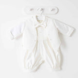 CHRISTENING Boys Vivaki Outfit With Coat And Dicky Bow - Ivory