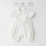 CHRISTENING Boys Vivaki Outfit With Coat And Dicky Bow - Ivory