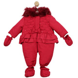 Mintini Girls Red Sequin Winter Snowsuit With Hood