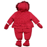 Mintini Girls Red Sequin Winter Snowsuit With Hood