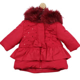 Mintini Girls Red Sequin Winter Coat With Hood