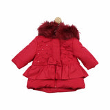 Mintini Girls Red Sequin Winter Coat With Hood