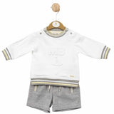 Mintini Boys White Sweatshirt Set