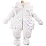 Mintini Girls White Padded Snowsuit