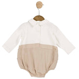 Mintini Boys Ivory And Beige Short Leg Romper