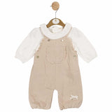 Mintini Girls Ivory And Beige Dungaree