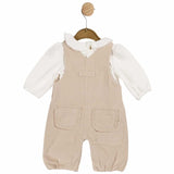 Mintini Girls Ivory And Beige Dungaree