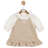 Mintini Girls Ivory And Beige Pinafore Dress