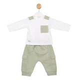 Boy's Mintini White Top & Sage Green Jogging Pants