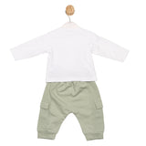 Boy's Mintini White Top & Sage Green Jogging Pants