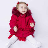 Mintini Girls Red Sequin Winter Coat With Hood