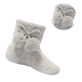 Soft Touch Pom Pom Ankle Socks - Grey